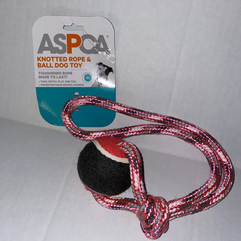 ASPCA Knotted Rope And Ball Toy For Dogs Pink And Black